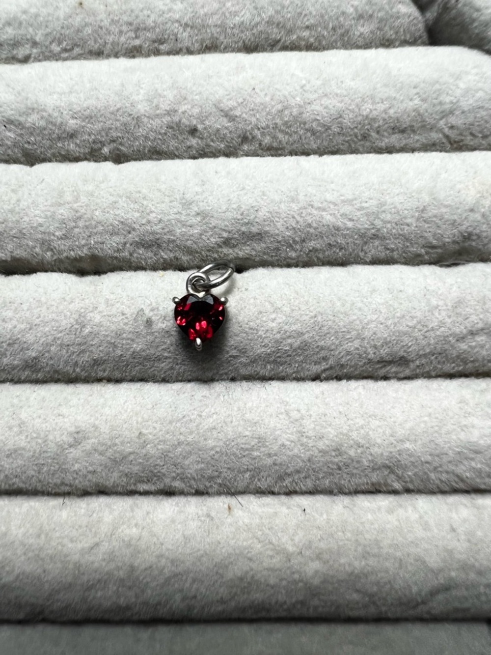 Dainty Garnet Heart Crystal Charm Pendant